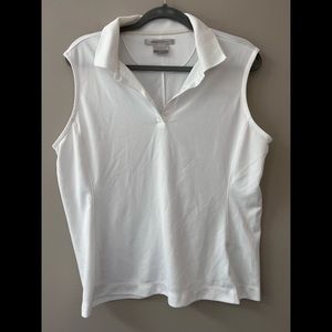 White Nike Sleeveless Golf Polo